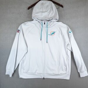 XL Nike Miami Dolphins Hoodie Dri Fit Gray Full Zip NFL Team Player Issued XXL